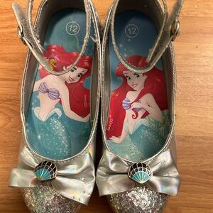 Disney Ariel Little Mermaid Silver Glitter Kids Dress Shoes